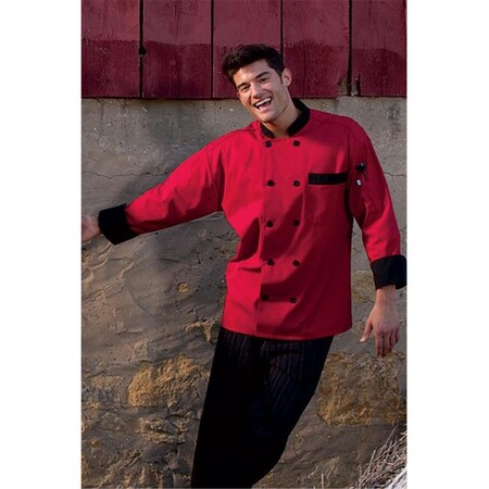 Nathan Caleb Newport Chef Coat 10 Buttons in Red/Black Trim - 3XLarge NA2487318